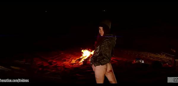 Genuine anal virgin is tied up in desert at night for anal and ass to mouth training with fingers and some hard paddling -- from a real rough sex and domination documentary (Brooke Johnson)